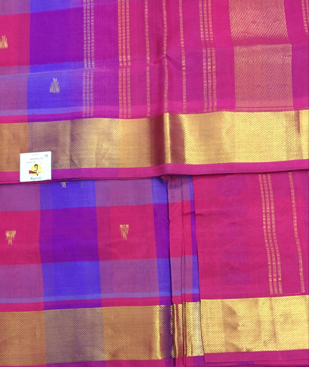 Pure silk cotton- palum pazhamum kattam with butta, 10yards (madisar)