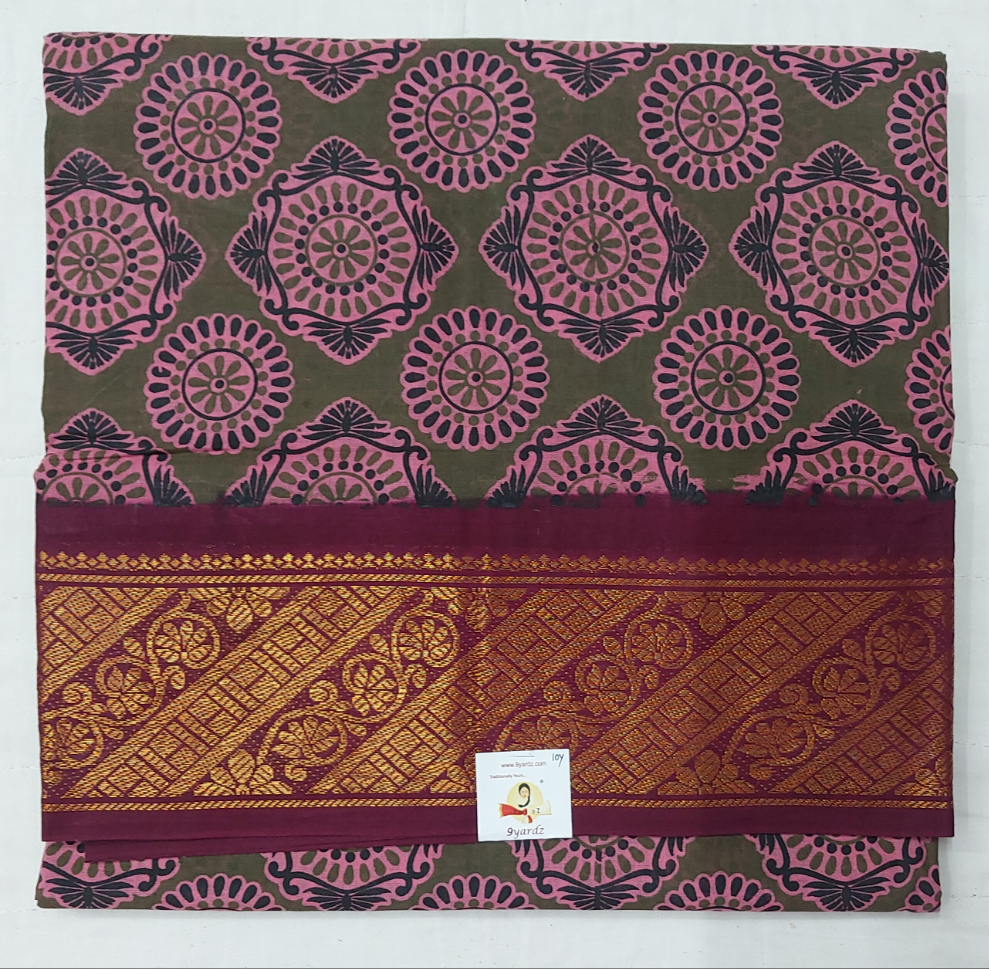 Kalamkari Printed Sungudi 10 yards
