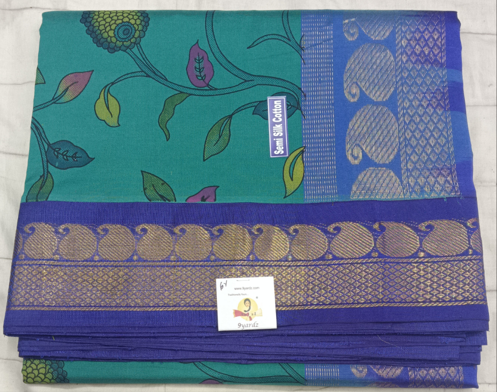 Semi silk Printed Korvai 6Yards