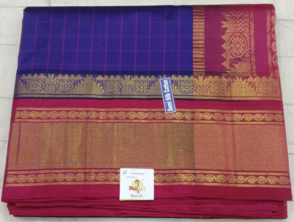 Semi silk Plain Korvai 6Yards