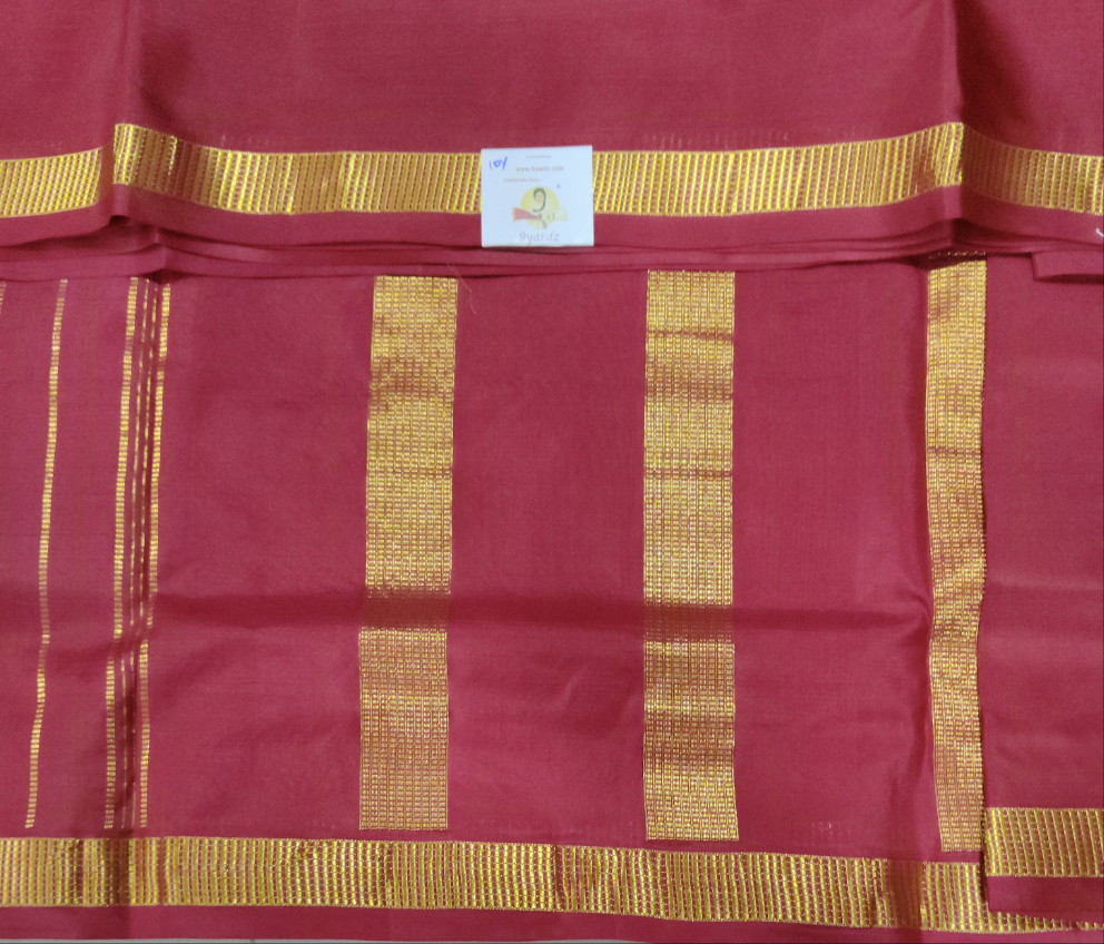 Araku and LIC Broder
 Pure Silk 10-Yard Saree with Golden Zari LIC Motif Border – 9yardz Traditional Collection