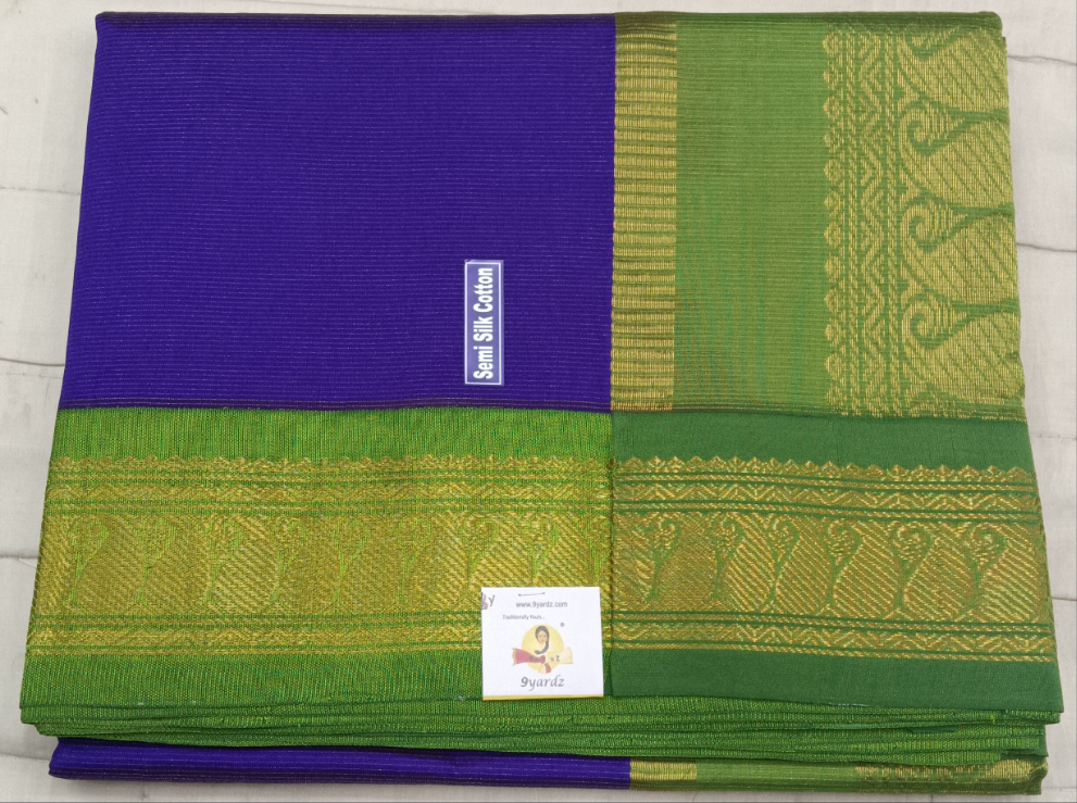 Semi silk Plain Vairavoosi Korvai 6Yards