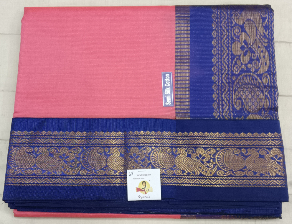 Semi silk Plain Vairavoosi Korvai 6Yards