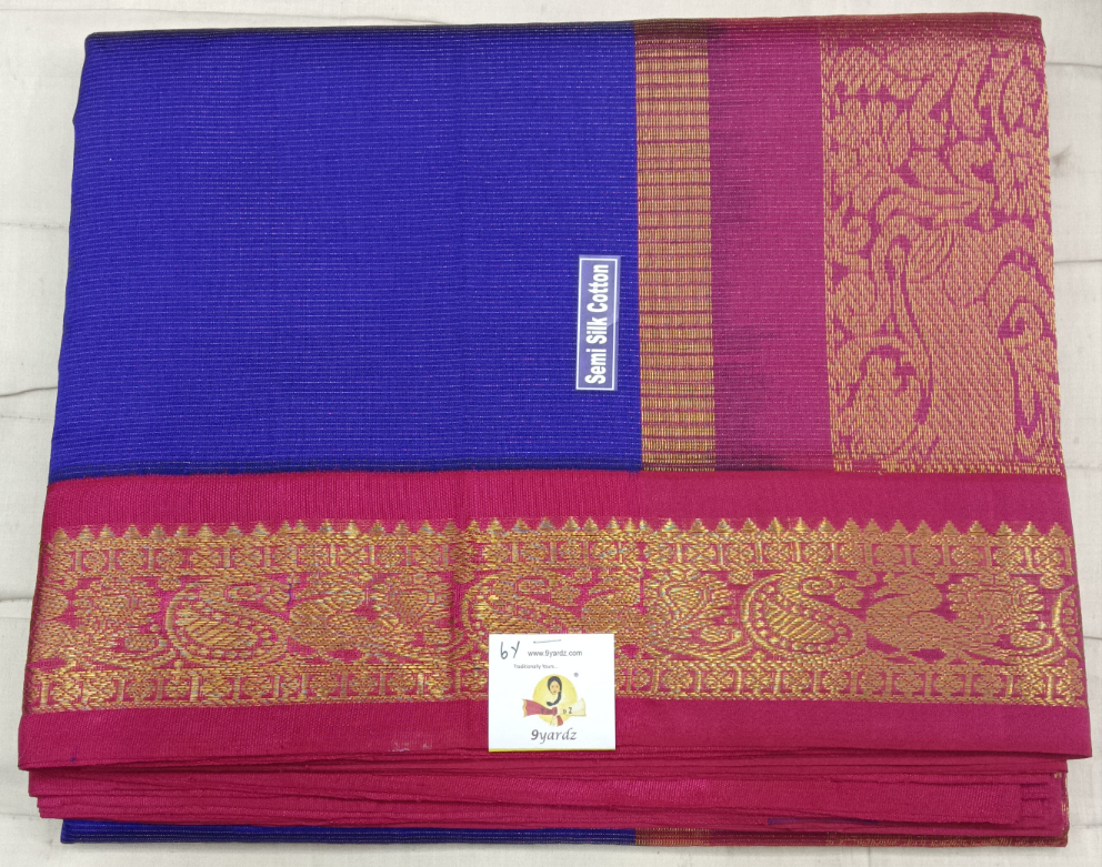 Semi silk Plain Vairavoosi Korvai 6Yards