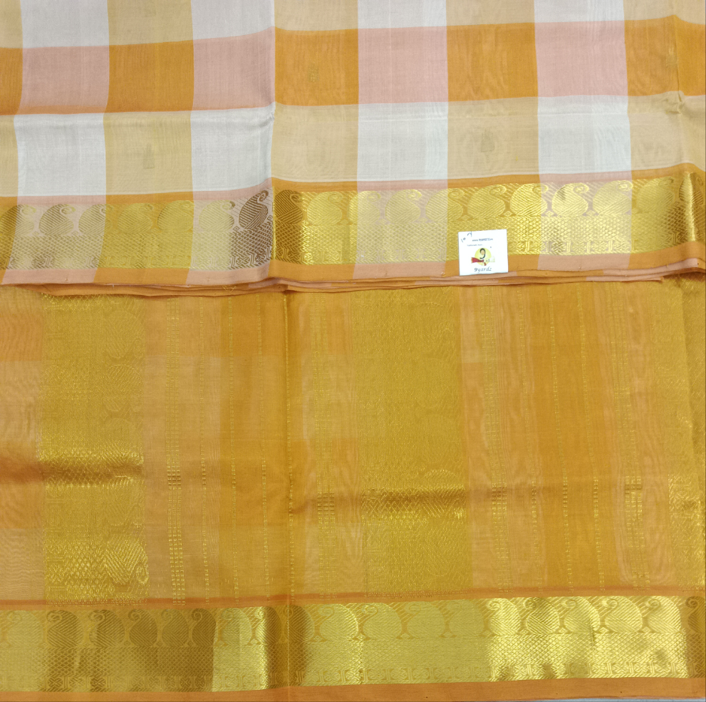 Pure silk cotton- palum pazhamum kattam with butta, 10yards (madisar)