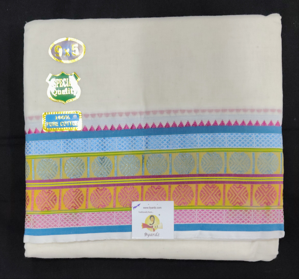 Nagari Cotton Jacqurad  Dhothi 9*5