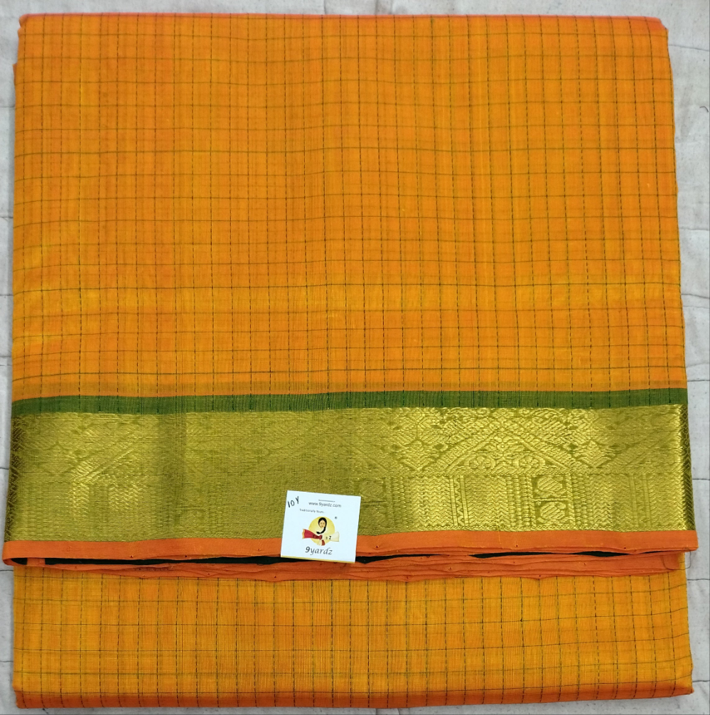 Pure silk cotton Checked 10yards madisar