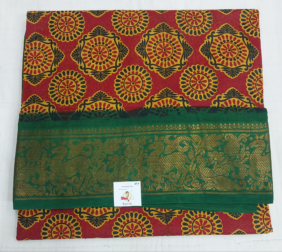 Kalamkari Printed Sungudi 10 yards