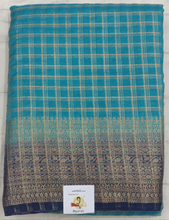 Load image into Gallery viewer, Mysore crepe silk checked (synthetic)