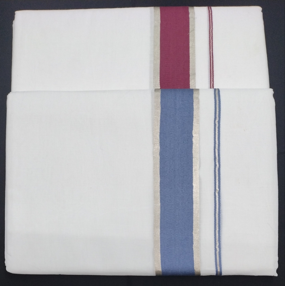 Bleached cotton Dhothi 9muzham