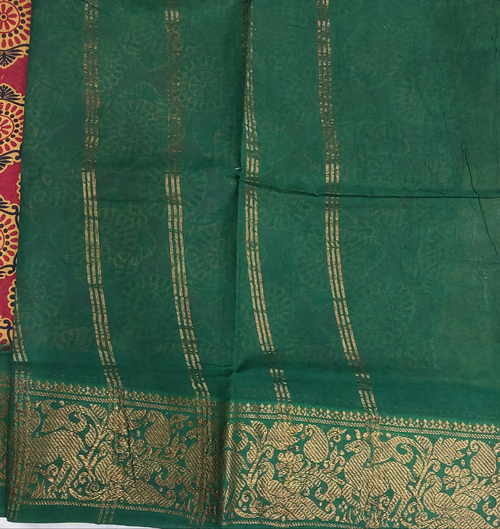 Kalamkari Printed Sungudi 10 yards