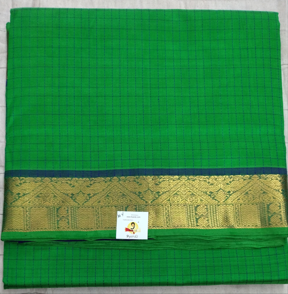 Pure silk cotton Checked 10yards madisar