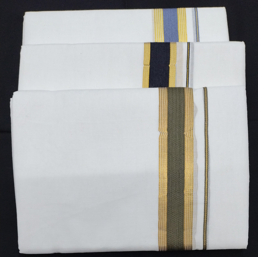 Bleached cotton Dhothi 9muzham