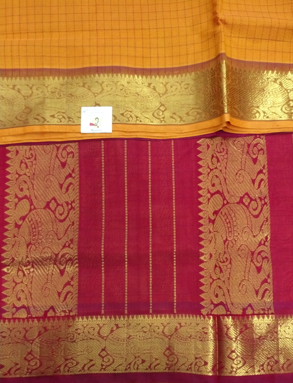 Pure silk cotton- Theard kattam with butta, 10yards (madisar)