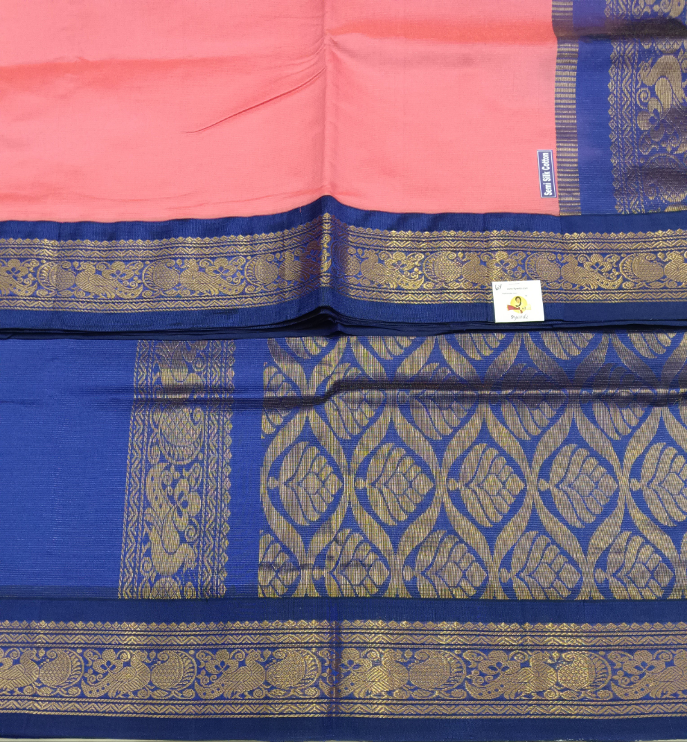 Semi silk Plain Vairavoosi Korvai 6Yards