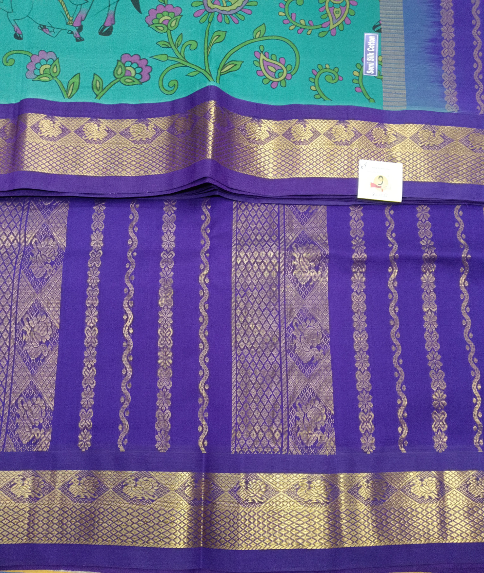 Semi silk Printed Korvai 6Yards