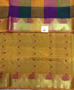 Pure silk cotton- pazhum pazhamum kattam with butta, 10yards (madisar)