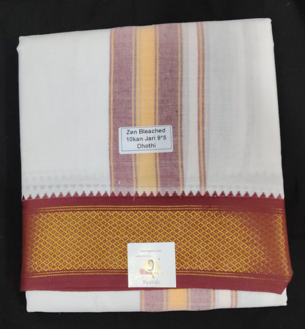 Cotton Dhothi Bleached 9*5