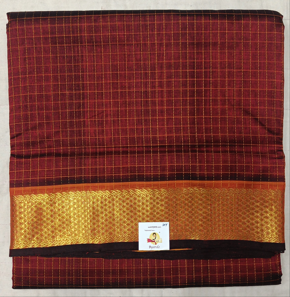 Pure silk cotton- small kattam 10yards (madisar)