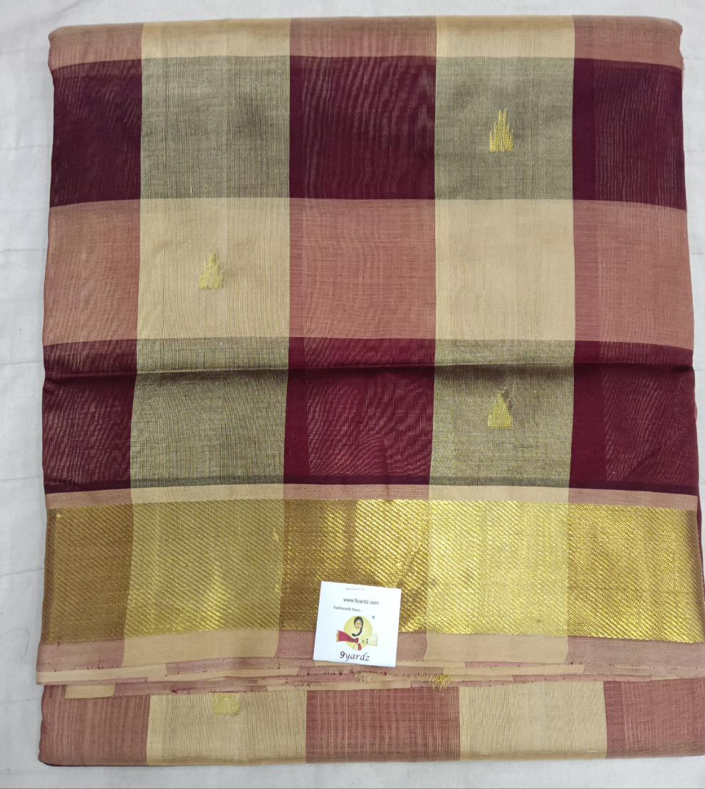 Pure silk cotton- palum pazhamum kattam with butta, 10yards (madisar)