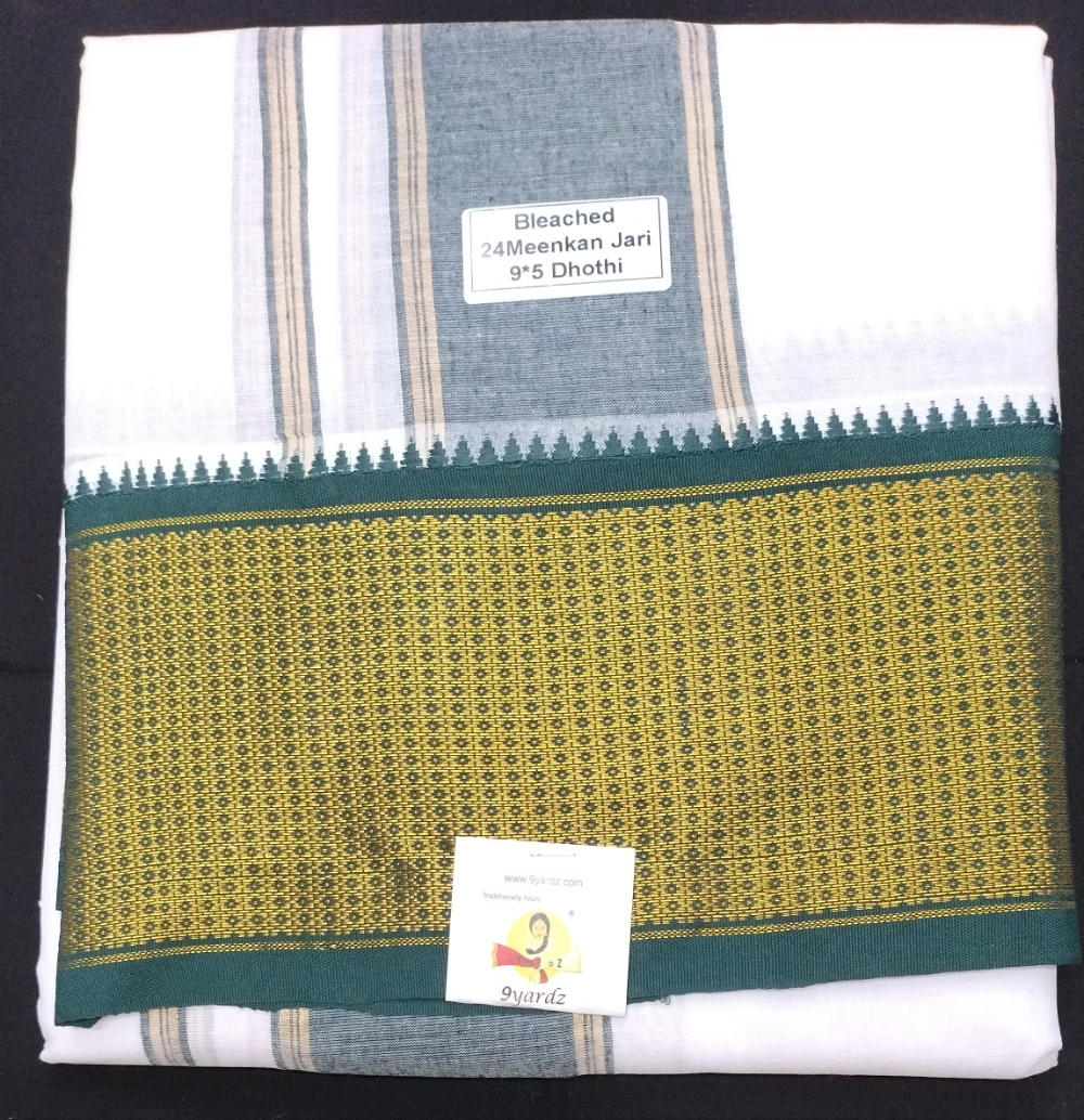 Cotton Dhothi Bleached 9*5