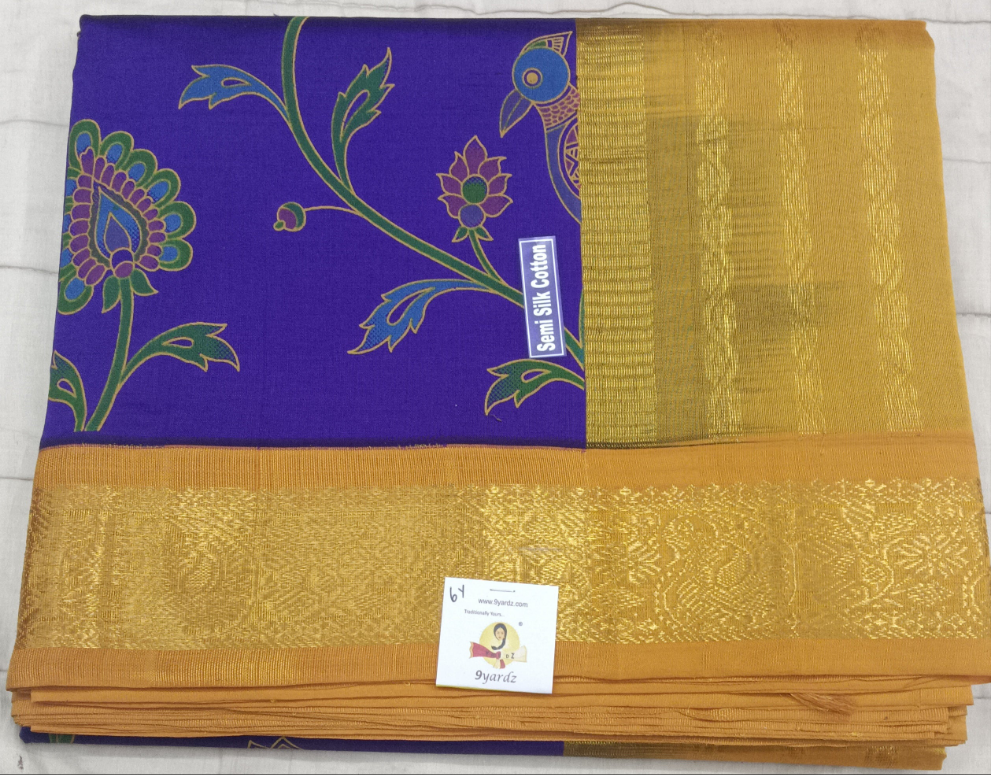 Semi silk Printed Korvai 6Yards