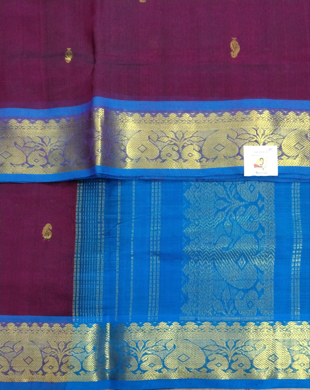 Pure silk cotton-  with butta, 10yards (madisar)