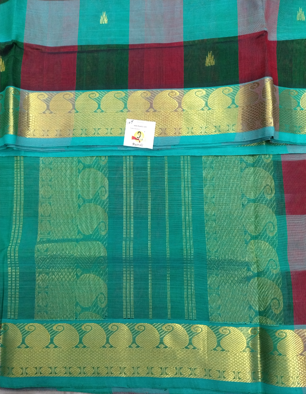 Pure silk cotton- palum pazhamum kattam with butta, 10yards (madisar)
