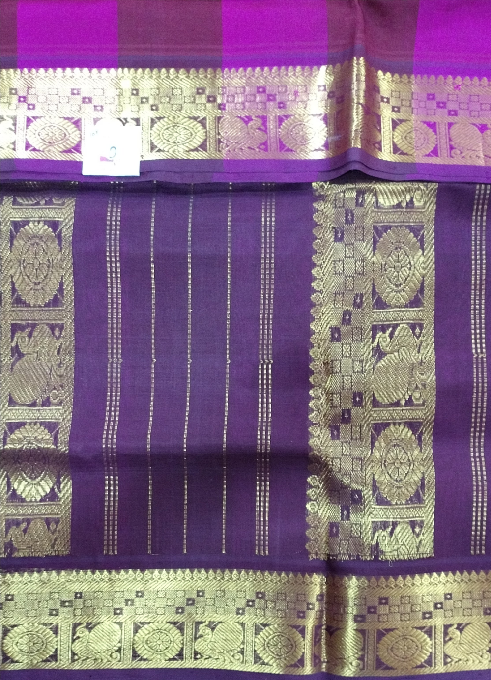 Pure silk cotton- palum pazhamum kattam with butta, 10yards (madisar)