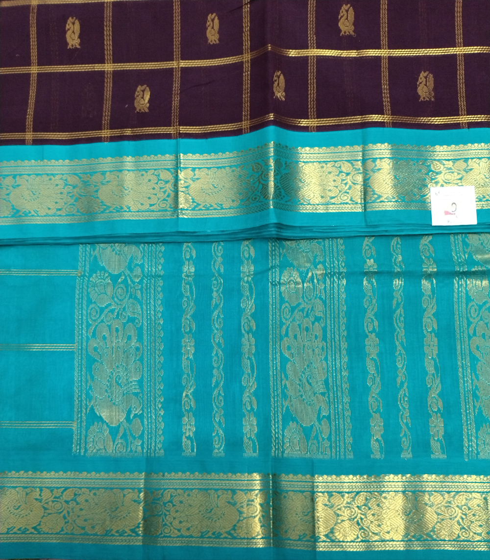 Korvai 6yardz Zari Checked