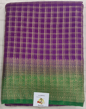 Load image into Gallery viewer, Mysore crepe silk checked (synthetic)