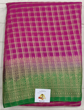 Load image into Gallery viewer, Mysore crepe silk checked (synthetic)