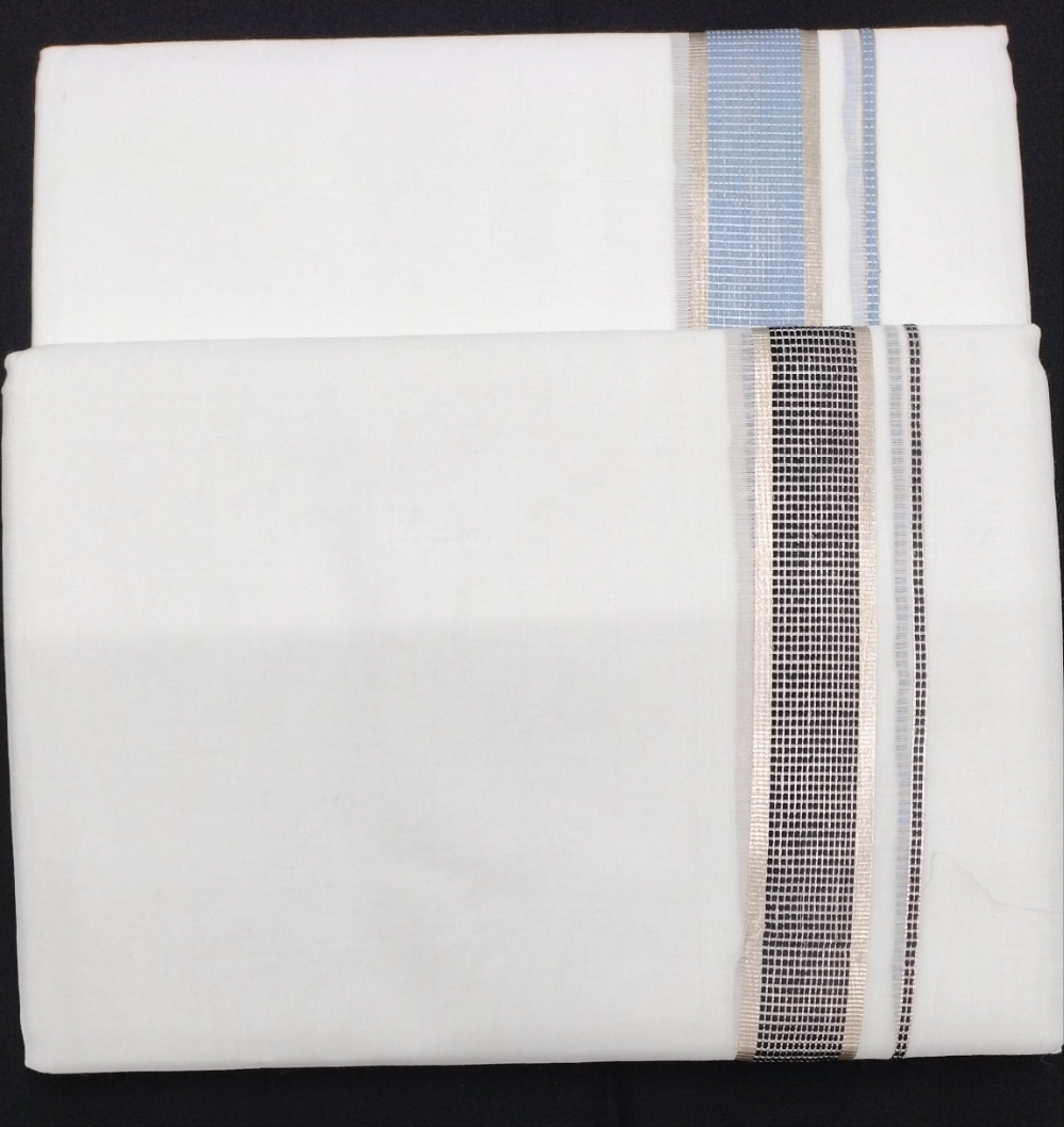Bleached cotton Dhothi 9muzham