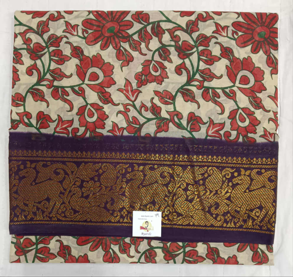 Kalamkari Printed Sungudi 10 yards