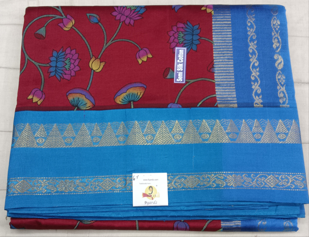 Semi silk Printed Korvai 6Yards