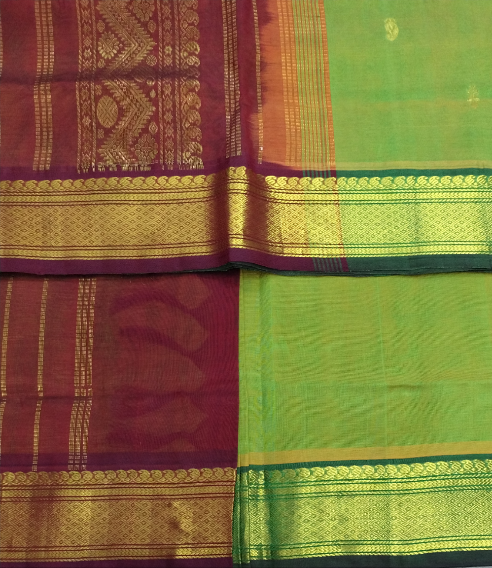 Pure silk cotton-  with butta, 10yards (madisar)