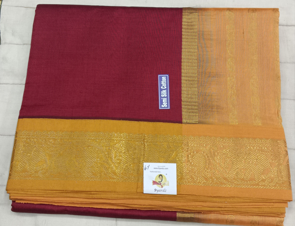Semi silk Plain Korvai 6Yards