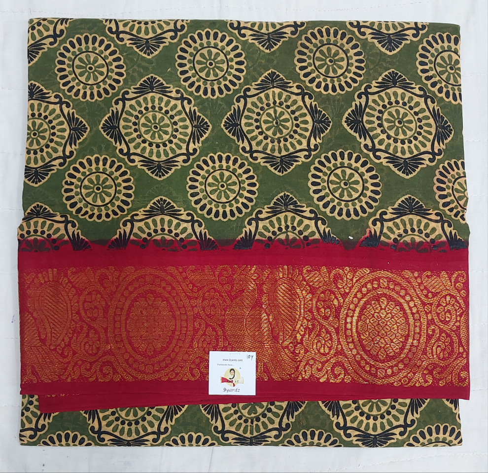 Kalamkari Printed Sungudi 10 yards