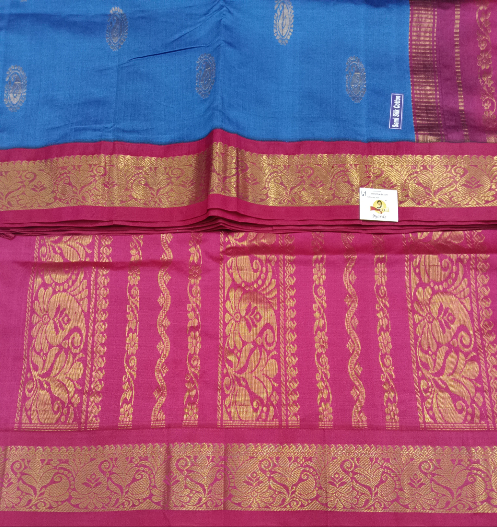 Semi silk Plain Korvai 6Yards