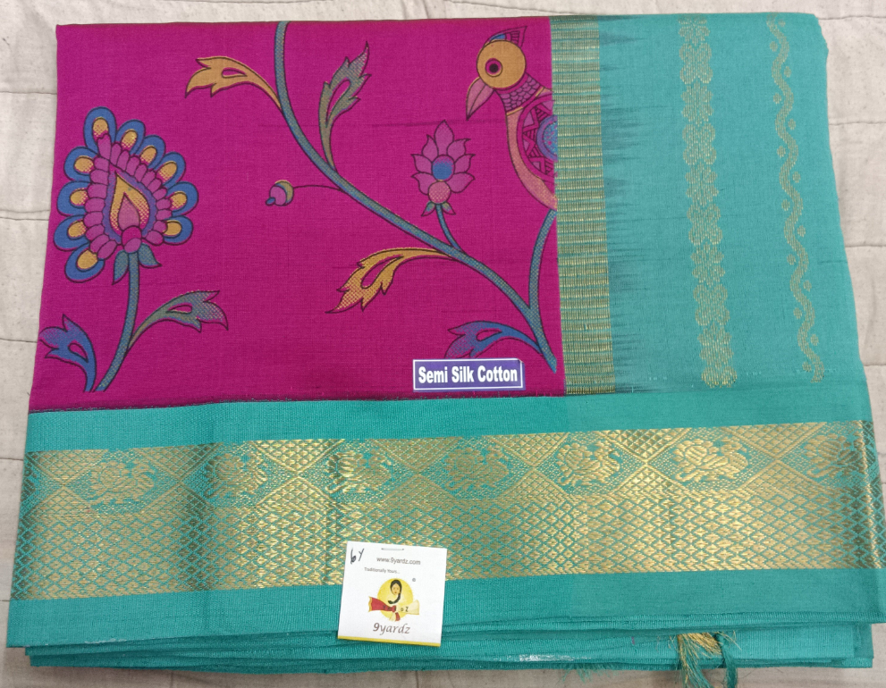 Semi silk Printed Korvai 6Yards