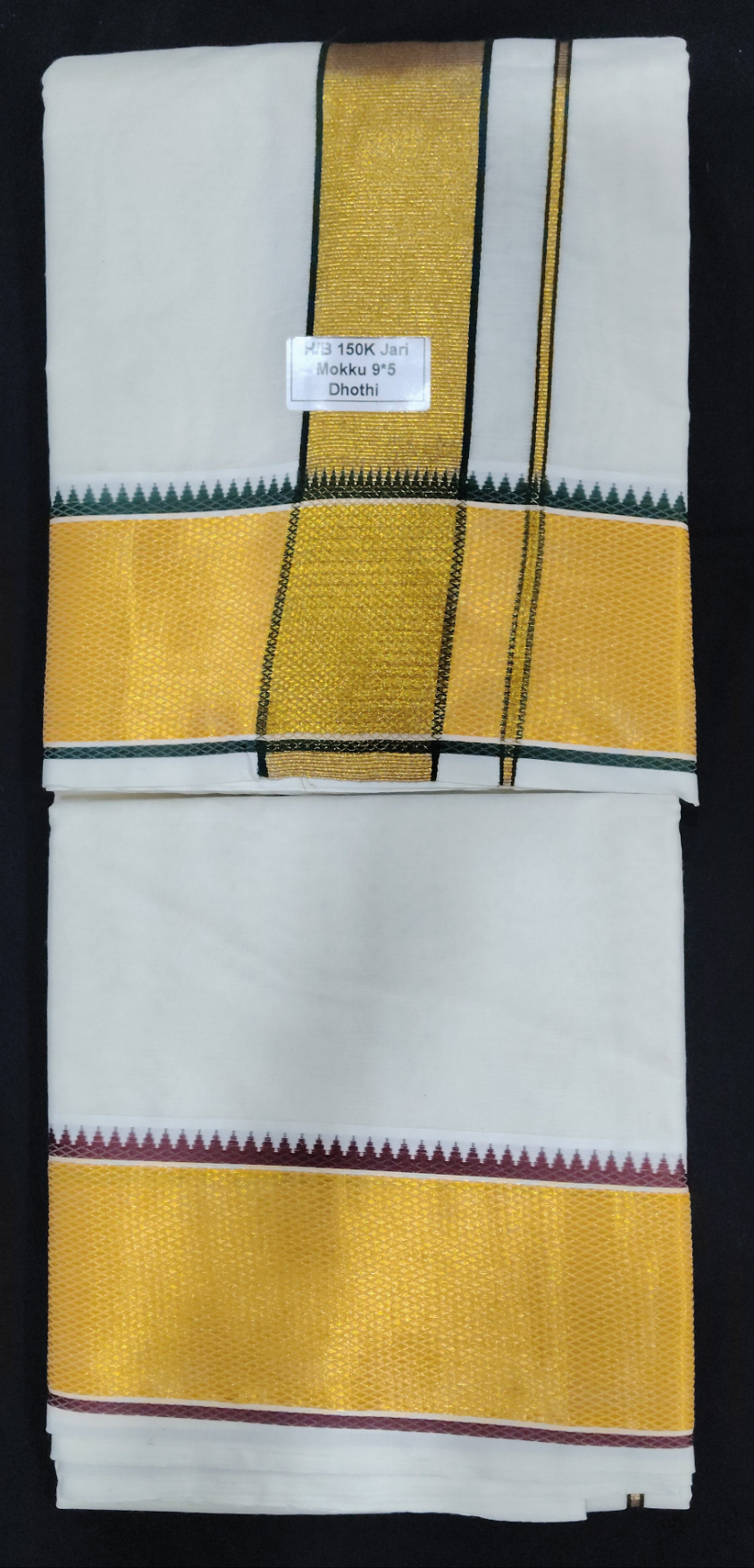Cotton H/B 150K Jari Mokku Dhothi 9*5