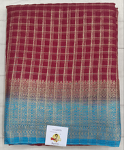 Load image into Gallery viewer, Mysore crepe silk checked (synthetic)