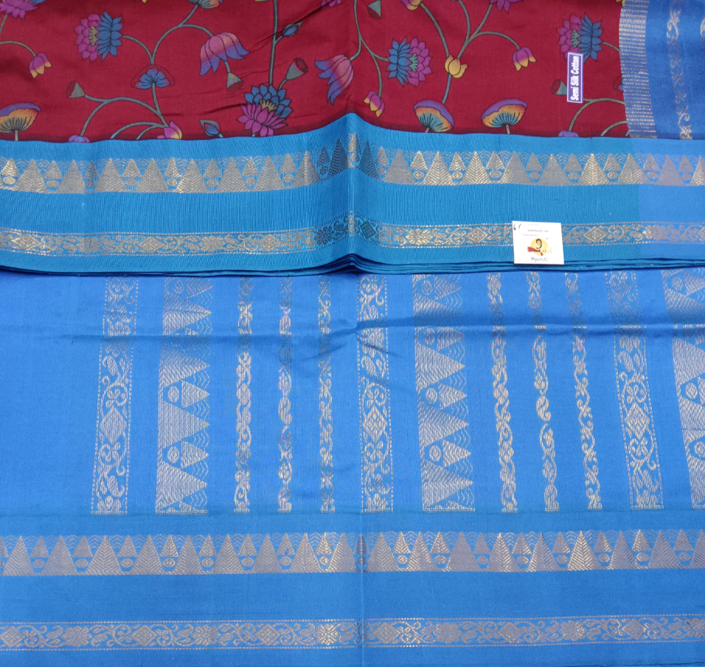 Semi silk Printed Korvai 6Yards