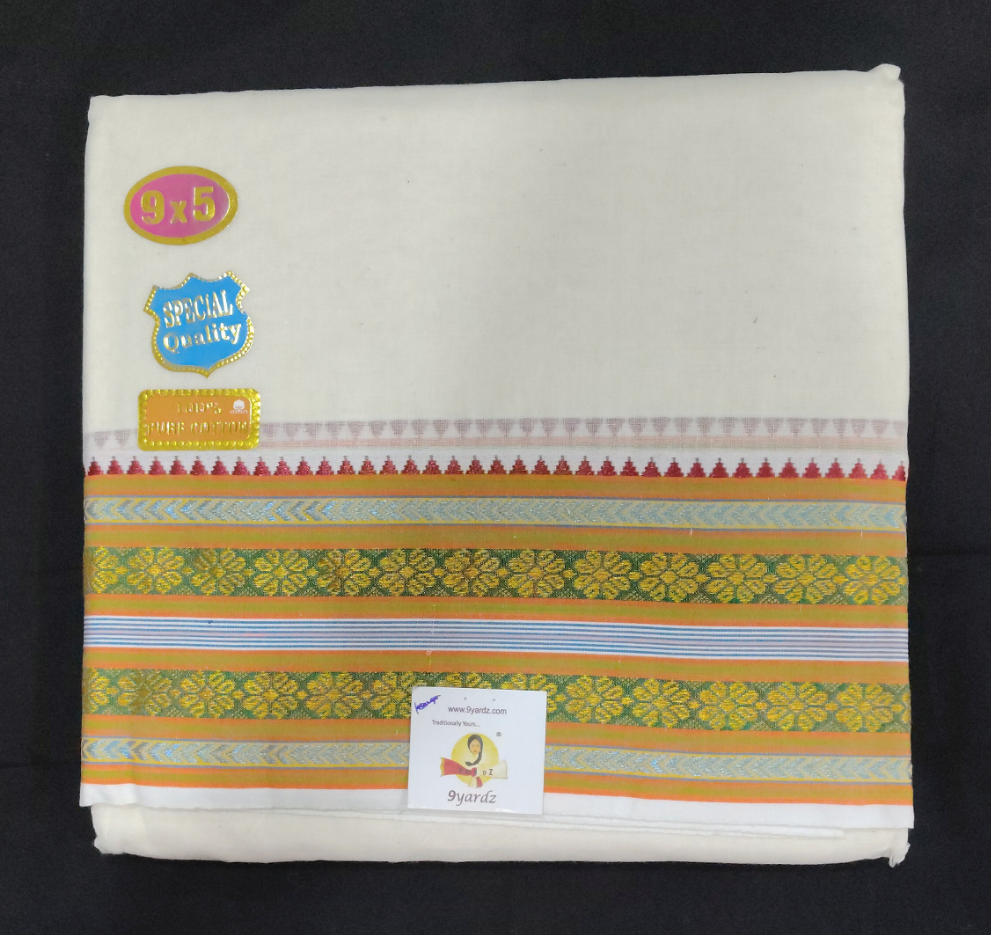 Nagari Cotton Jacqurad  Dhothi 9*5