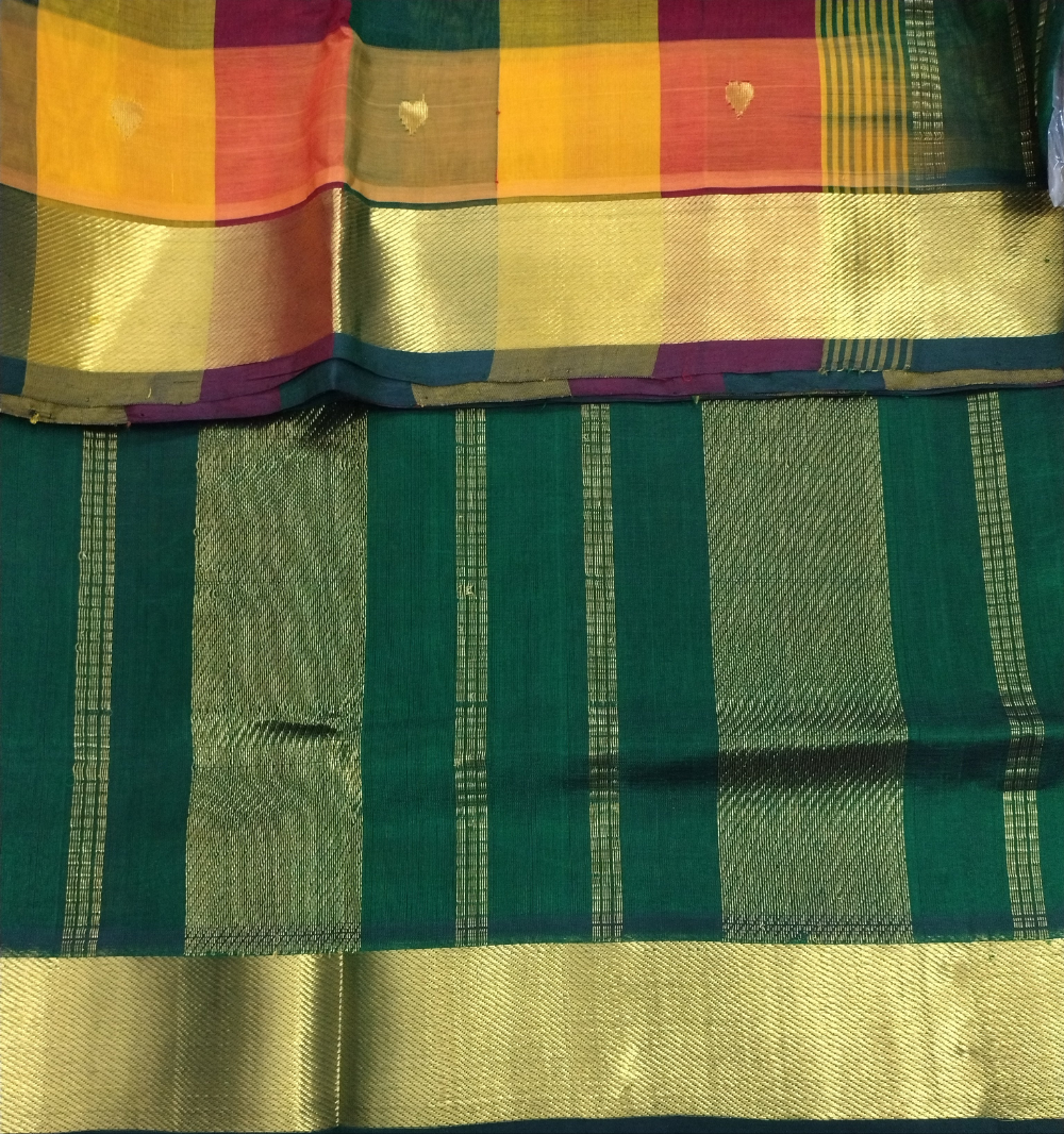 Pure silk cotton zari Palum Pazhamum Check