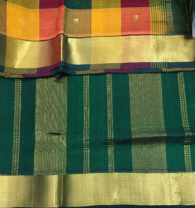 Pure silk cotton zari Pazhum Pazhamum Check