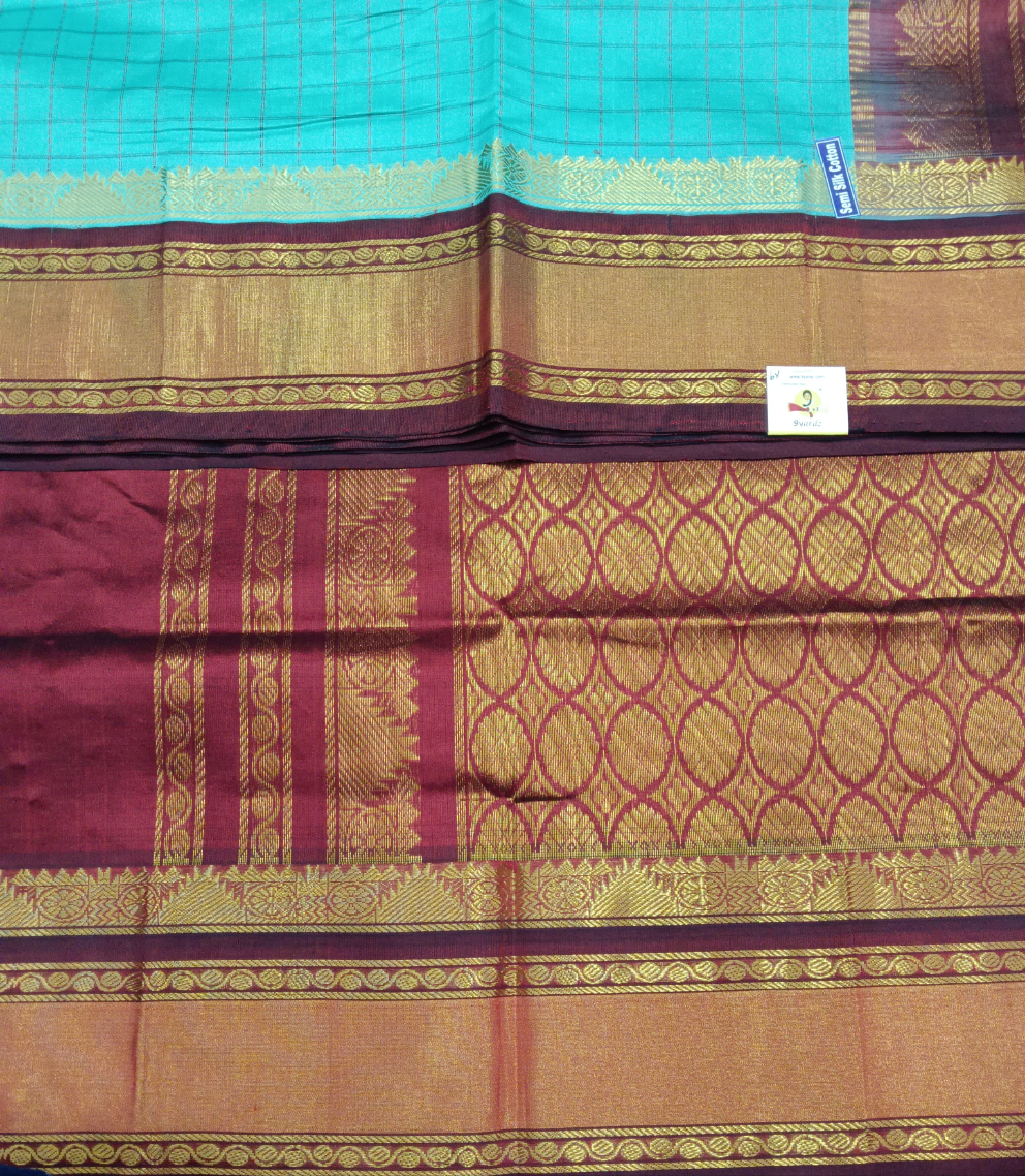 Semi silk Plain Korvai 6Yards