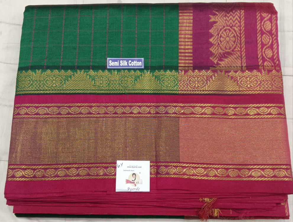 Semi silk Plain Korvai 6Yards