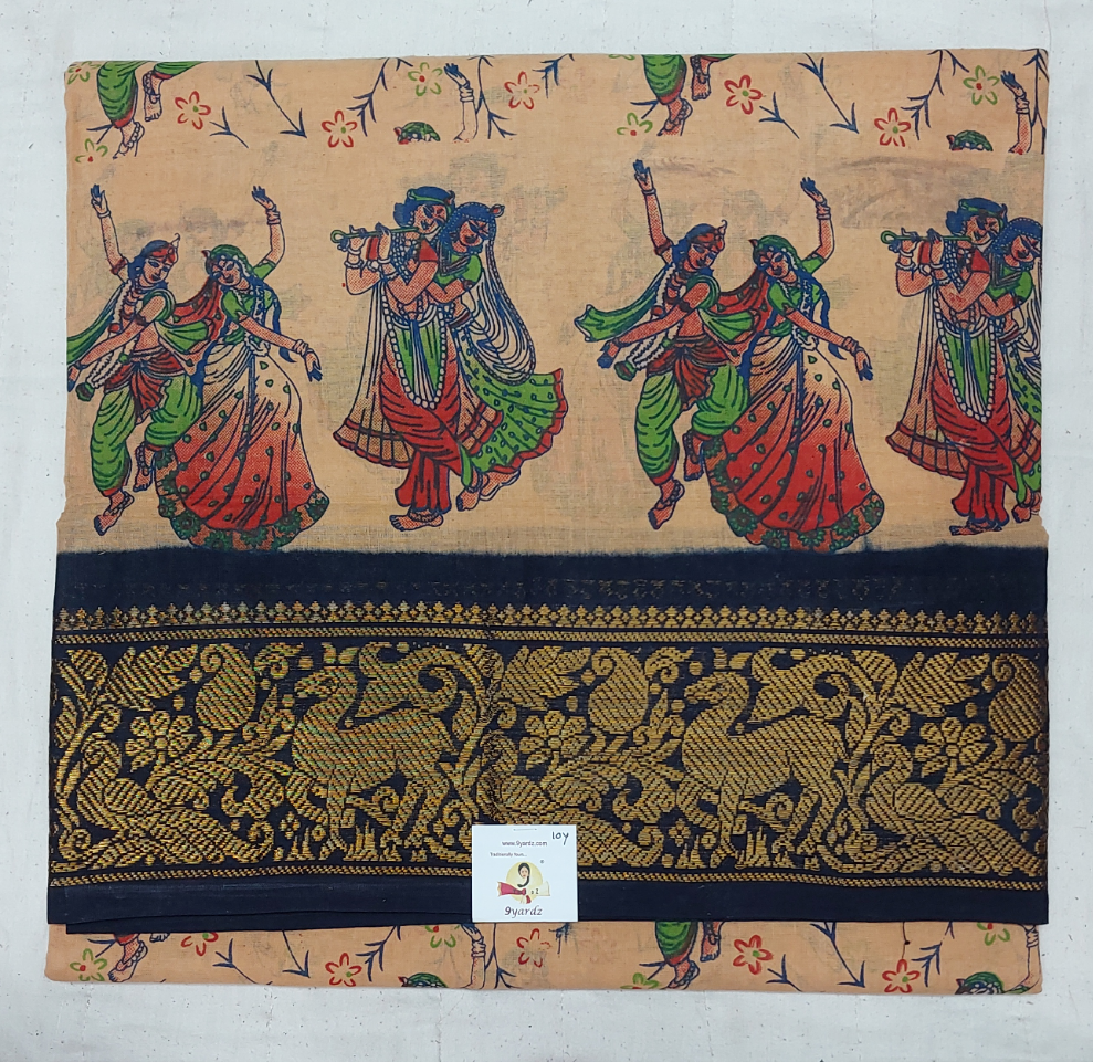 Kalamkari Printed Sungudi 10 yards