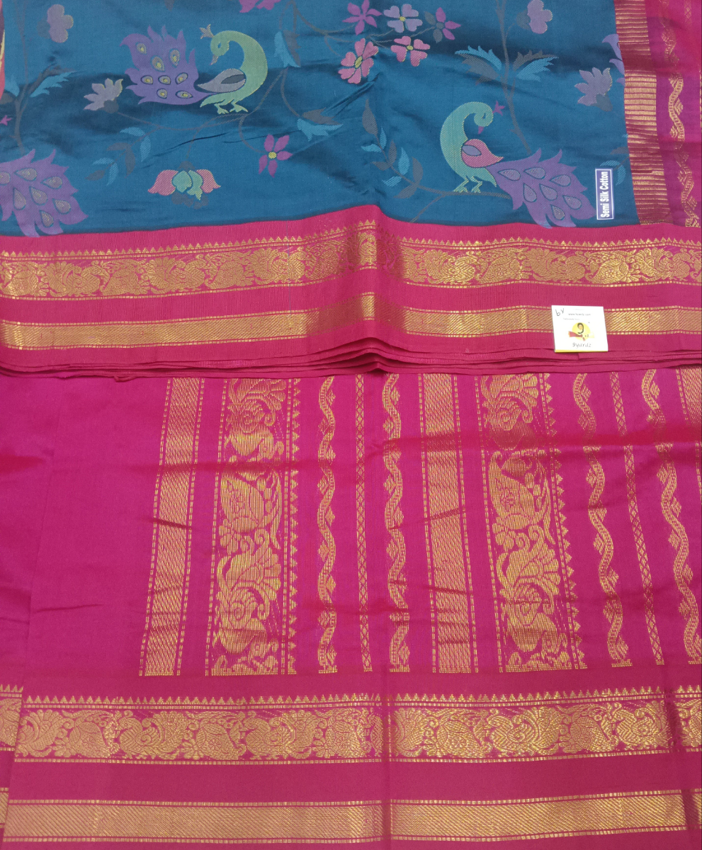 Semi silk Printed Korvai 6Yards